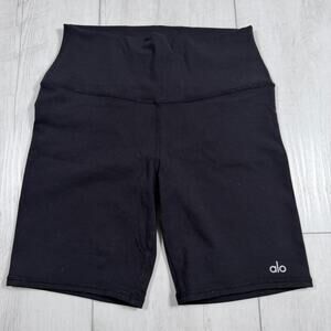Alo Yoga Biker Shorts Womens Medium Black High Waist Stretch Athletic Yoga Gym